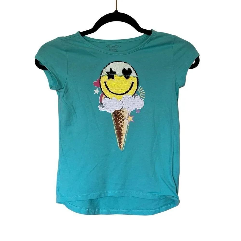 The Children's Place Girls Aegean Sea HI LO FLP GRAPHIC T-Shirt & Skort Sz Mediu
